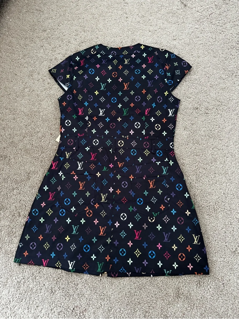 Black Multicolor Logo Zip-Front Women's Dress